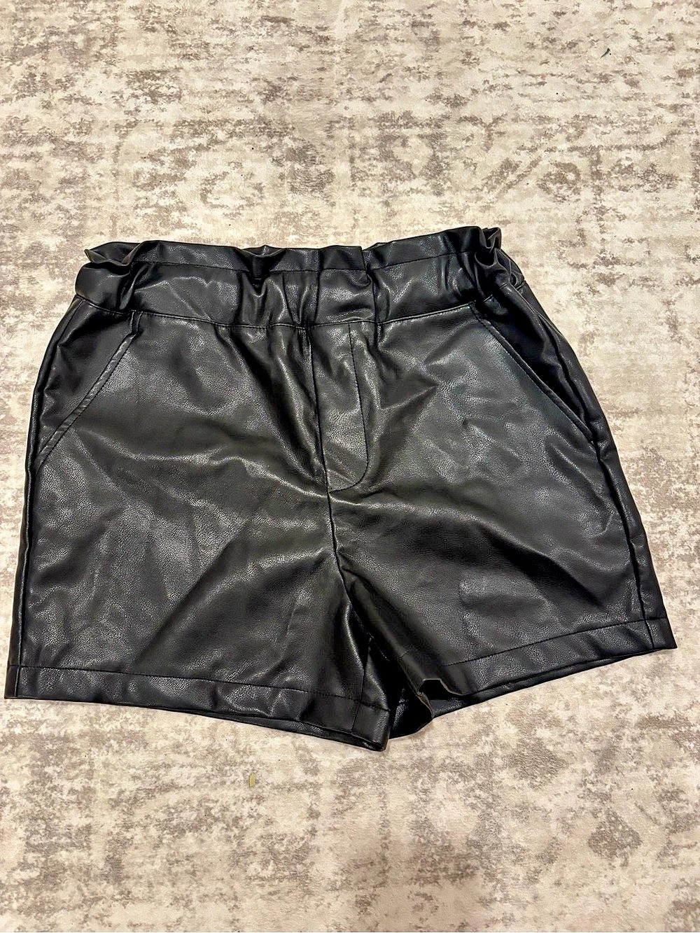 Bagatelle Faux Leather Paperbag Waist Shorts Black Small
